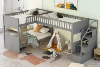 L-Shaped Bunk Beds for Small Rooms