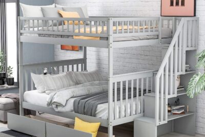 Full Over Queen Bunk Bed with Stairs