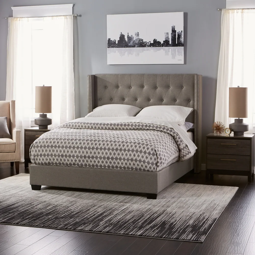 Grey Bed Frame with Diamonds