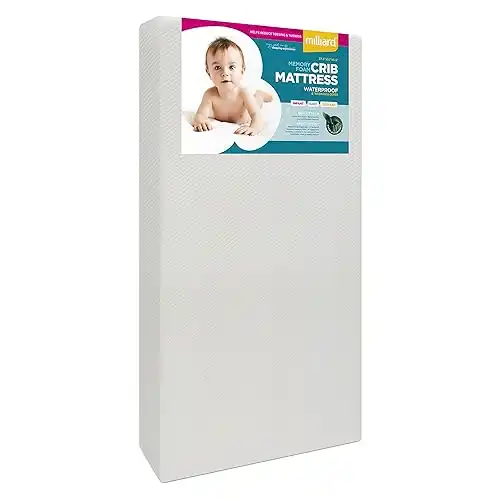 Milliard Premium Memory Foam Crib Mattress and Toddler Bed Mattress with Waterproof Cover